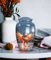 Phoenix design burial urn, elegant funeral decoration and urn for adult ashes