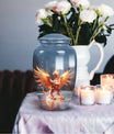 Phoenix design burial urn, elegant funeral decoration and urn for adult ashes