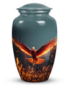 Elegant Phoenix metal urn for adult human ashes, ideal for funerary use