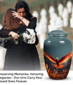 Elegant Phoenix metal urn for adult human ashes, ideal for funerary use