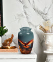 Elegant Phoenix metal urn for adult human ashes, ideal for funerary use
