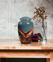 Elegant Phoenix metal urn for adult human ashes, ideal for funerary use