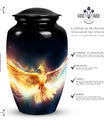 Elegant Phoenix Urn, a unique metal cremation urn for adult female ashes, perfect for custom, funeral urn keepsakes