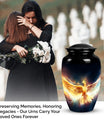 Elegant Phoenix Urn, a unique metal cremation urn for adult female ashes, perfect for custom, funeral urn keepsakes