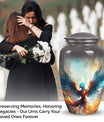 Large Phoenix Metal Urn perfect for adult male or female ashes, ideal cremation urn for ashes from Phoenix