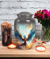 Large Phoenix Metal Urn perfect for adult male or female ashes, ideal cremation urn for ashes from Phoenix