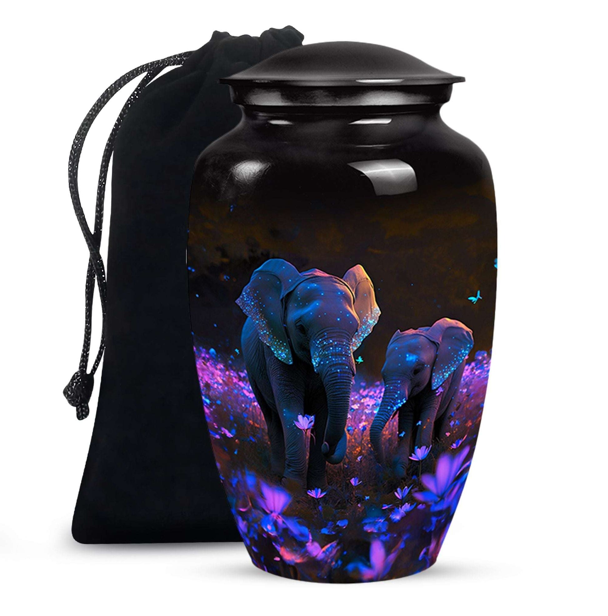 Elephant Floral Urn for Human Ashes Adult - Keepsake Funeral Urns