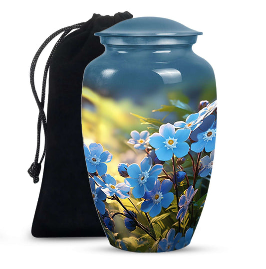 Forget Me Not Flower Cremation Urn for Human Ashes - Scorpion Grasses Urn