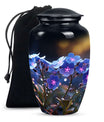 Blue Floral Memorial Urn for Adults - Black Floral Urns For Ashes Adult Male