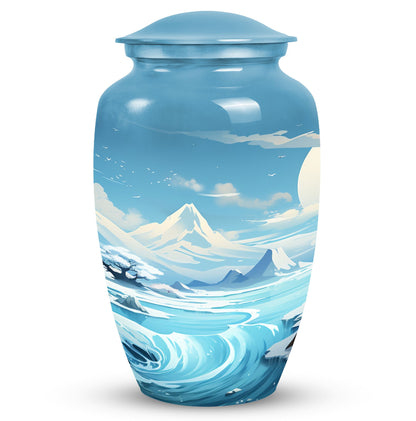 Elegantly designed Sky  Clouds Urn, a large cremation urn for storing ashes of an adult male or female.
