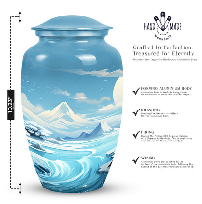 Elegantly designed Sky  Clouds Urn, a large cremation urn for storing ashes of an adult male or female.