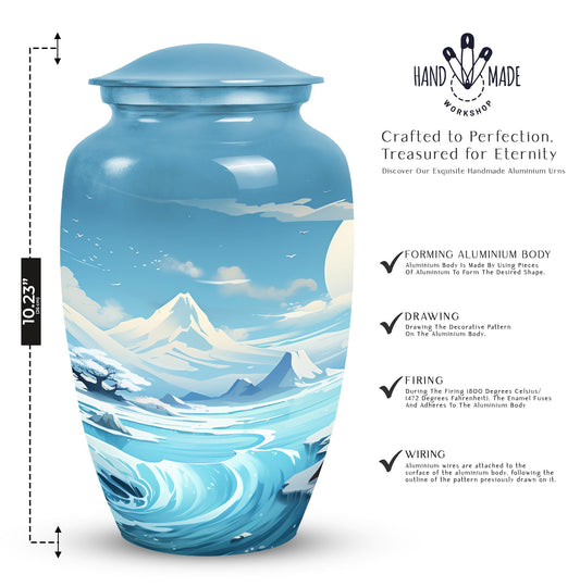 Elegantly designed Sky  Clouds Urn, a large cremation urn for storing ashes of an adult male or female.