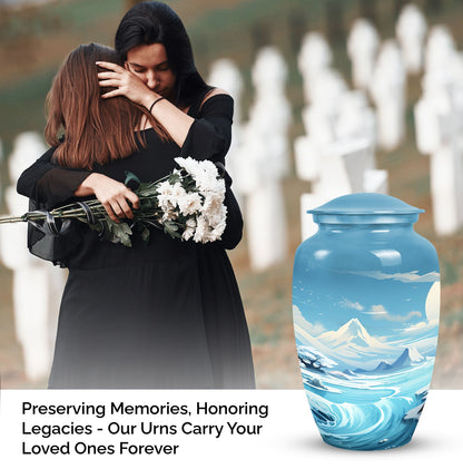 Elegantly designed Sky  Clouds Urn, a large cremation urn for storing ashes of an adult male or female.