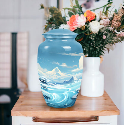 Elegantly designed Sky  Clouds Urn, a large cremation urn for storing ashes of an adult male or female.