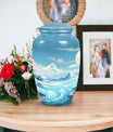 Elegantly designed Sky  Clouds Urn, a large cremation urn for storing ashes of an adult male or female.
