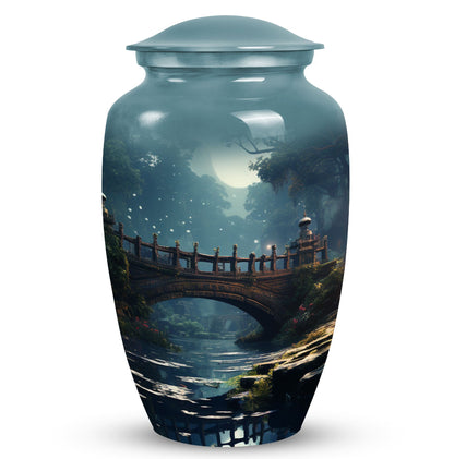 Blue Forest Funeral Urn for Adult Female Ashes, suitable for Ground Burial and Cremation