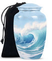 Ocean Waves Memorial Cremation Urn For Human Ashes– Sea Urn Keepsake For Funeral