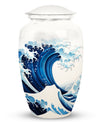 White Ocean Waves Cremation Urn for Mom's ashes, suitable for burial in ground