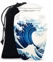 Ocean Waves White Cremation Urn for Mom's Memorial Burial