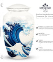 White Ocean Waves Cremation Urn for Mom's ashes, suitable for burial in ground
