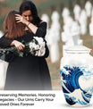 White Ocean Waves Cremation Urn for Mom's ashes, suitable for burial in ground