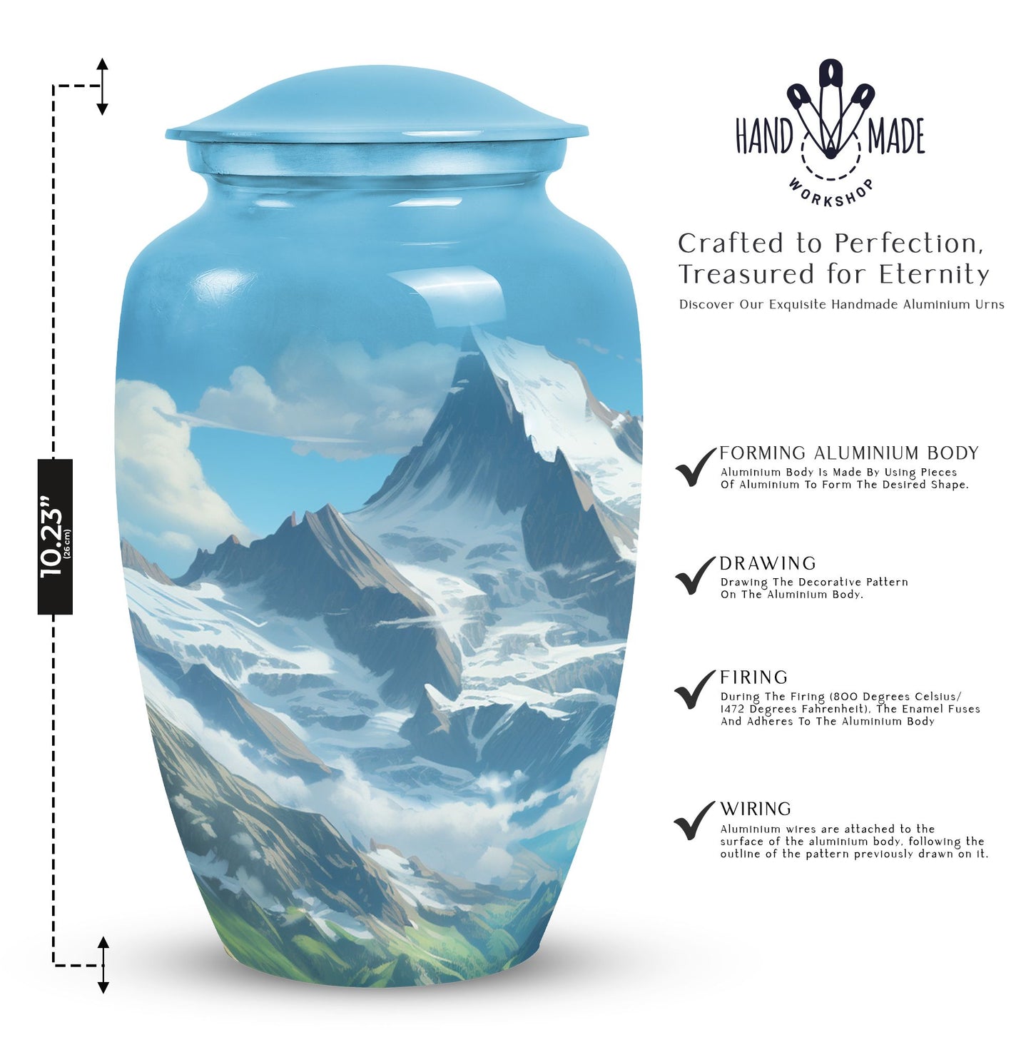A beautiful, large Valley Urn in blue used as a cremation urn for burial of adult human ashes