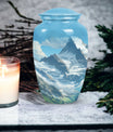 A beautiful, large Valley Urn in blue used as a cremation urn for burial of adult human ashes