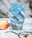 A beautiful, large Valley Urn in blue used as a cremation urn for burial of adult human ashes