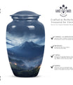 Large, gray Landscape Urn ideal as Cremation Container for Human Ashes, suitable for burial of adult female ashes