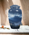 Large, gray Landscape Urn ideal as Cremation Container for Human Ashes, suitable for burial of adult female ashes