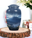 Large, gray Landscape Urn ideal as Cremation Container for Human Ashes, suitable for burial of adult female ashes