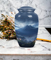 Large, gray Landscape Urn ideal as Cremation Container for Human Ashes, suitable for burial of adult female ashes