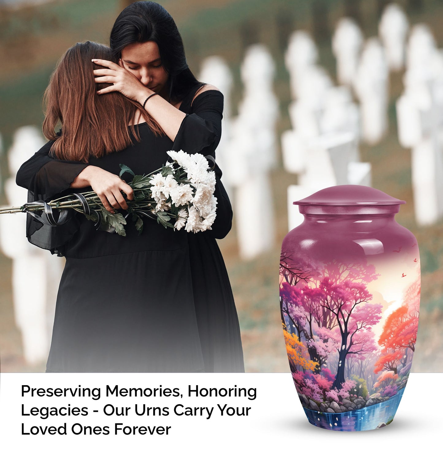 Large lake urn ideal for adult female burial, perfect metal cremation urn for burial in ground