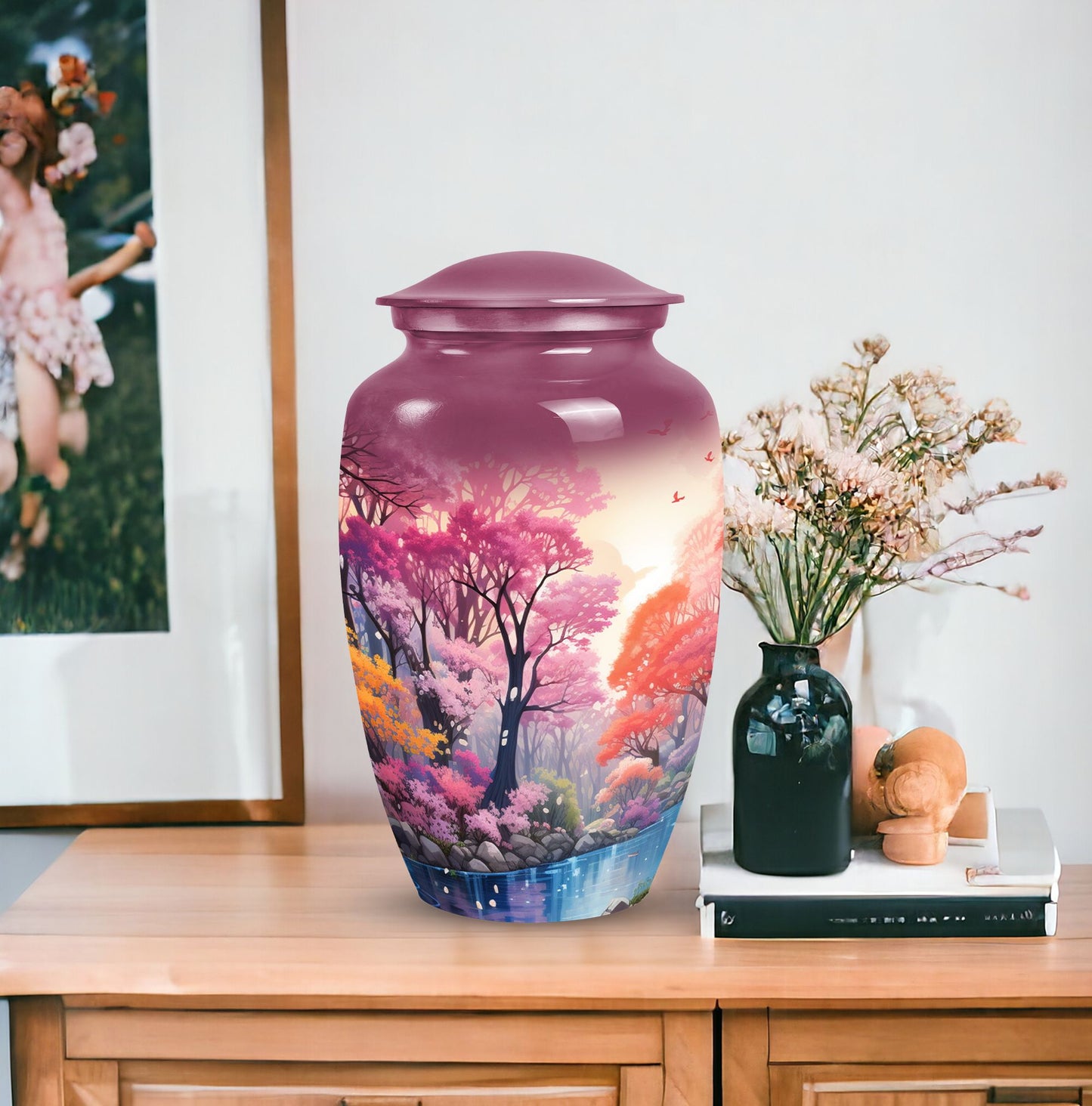 Large lake urn ideal for adult female burial, perfect metal cremation urn for burial in ground