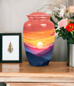 Mountains designed cremation urn for storing precious human ashes, suitable for both adult males and females. Large, memorial funeral urn.