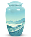 Large mountain-themed burial urn for adult human ashes, suitable for both men and women