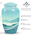 Large mountain-themed burial urn for adult human ashes, suitable for both men and women