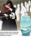 Large mountain-themed burial urn for adult human ashes, suitable for both men and women