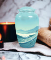 Large mountain-themed burial urn for adult human ashes, suitable for both men and women
