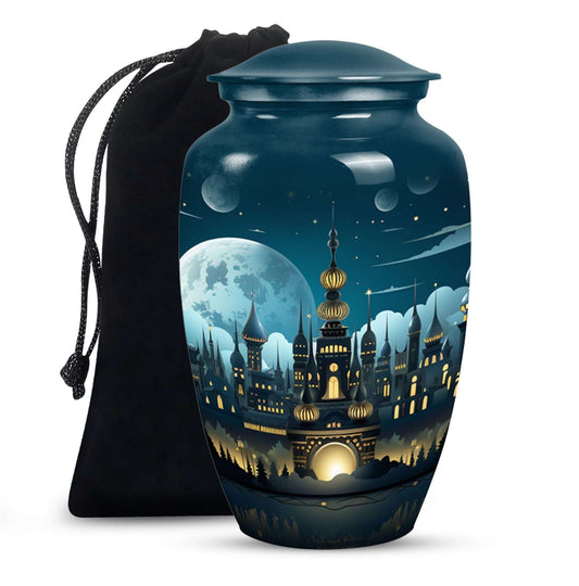 Moonlight Castle Cremation Urn For Women – Fantasy Funeral Urn For Ashes