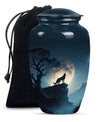 Wolf Cremation Keepsake Urn – Full Moon Night Funeral Ashes Urn