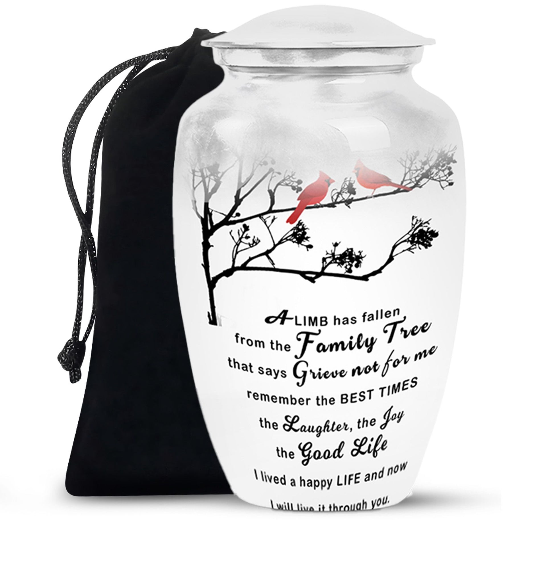 Red Cardinal Bird Art Cremation Urn for Adults - Poem Urn For Ashes For Women