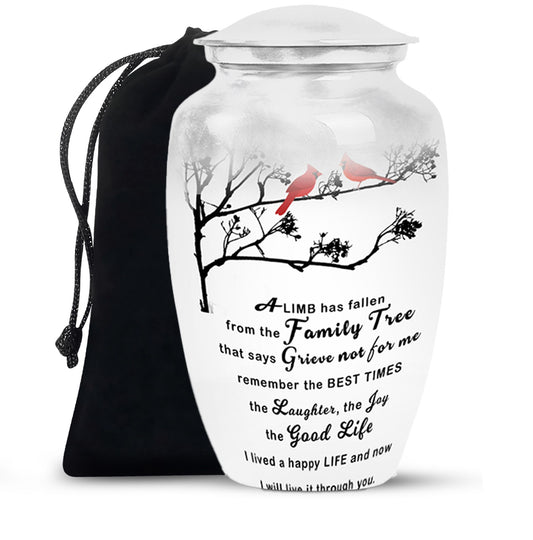 Red Cardinal Bird Art Cremation Urn for Adults - Poem Urn For Ashes For Women