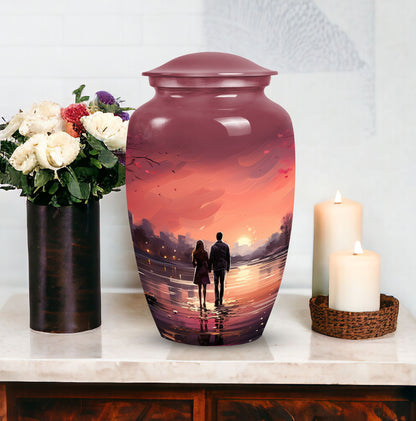 Elegant and sizable couples urn designed for preserving adult male human ashes as a timeless memorial