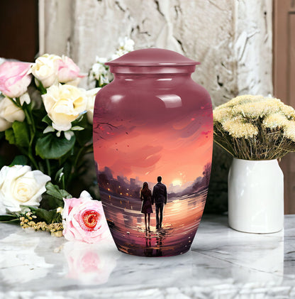 Elegant and sizable couples urn designed for preserving adult male human ashes as a timeless memorial