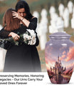 Miniature funeral urn featuring a dreamy castle design, suitable for storing ashes of a beloved adult