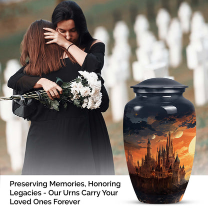 Image of 'The Twilight Castle', adult size cremation urn designed for women's ashes