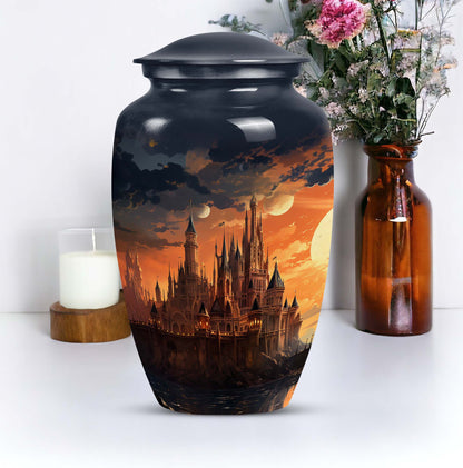 Image of 'The Twilight Castle', adult size cremation urn designed for women's ashes