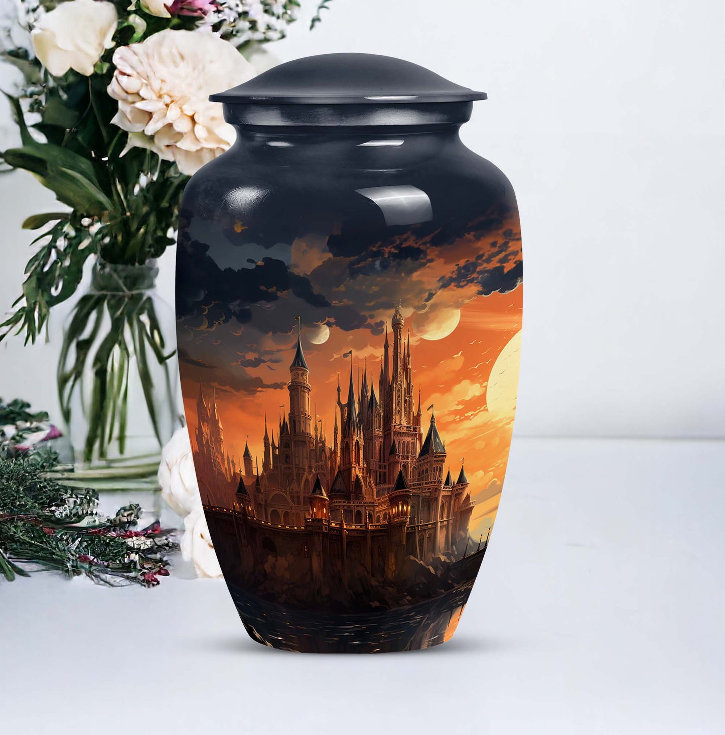 Image of 'The Twilight Castle', adult size cremation urn designed for women's ashes