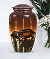 Classic car urn in golden era glow finish for adult cremation and ashes keepsake